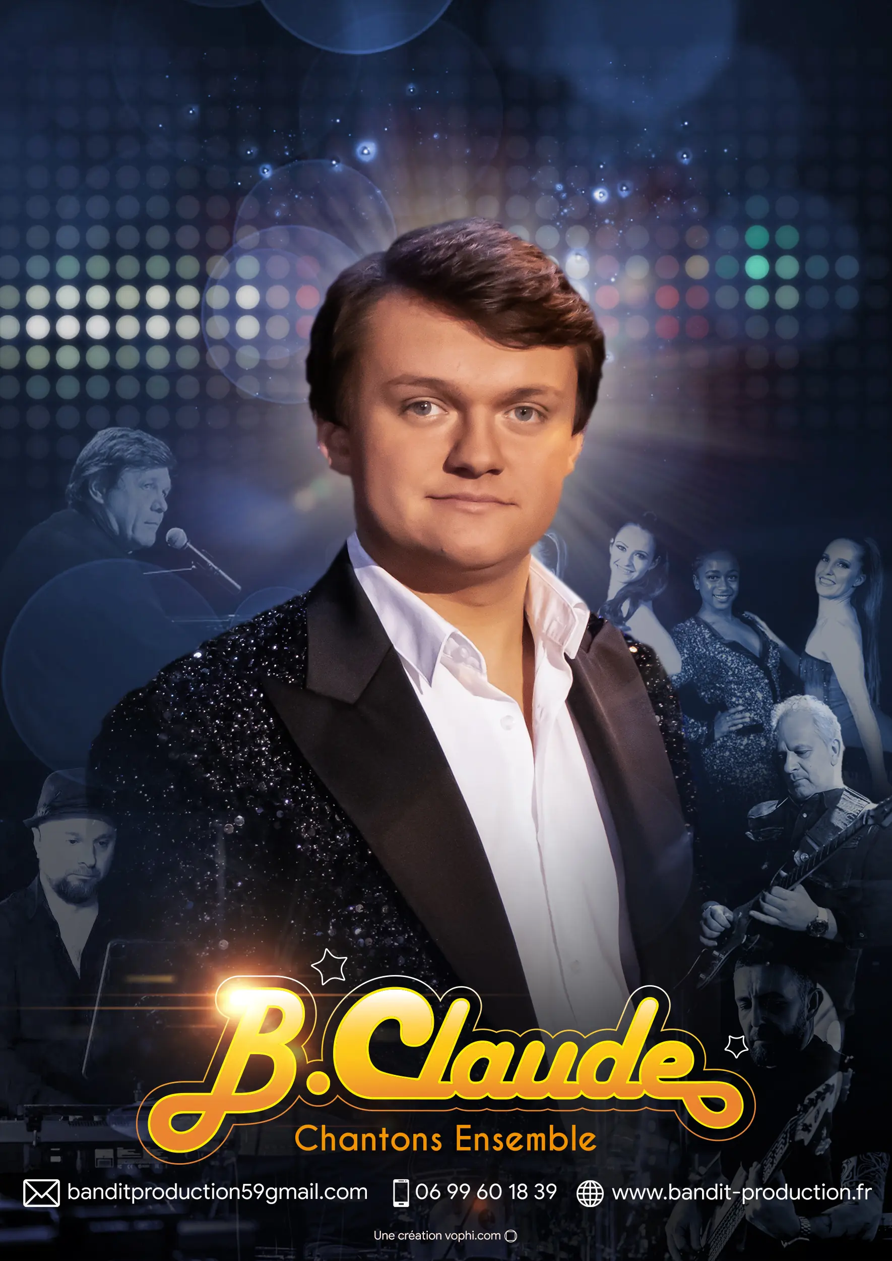 Une affiche présentant le spectacle chantons ensemble de B.Claude